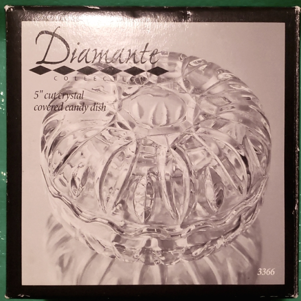 Crystal Cut Covered Candy Dish Diamante Collection Home Essentials & Beyond